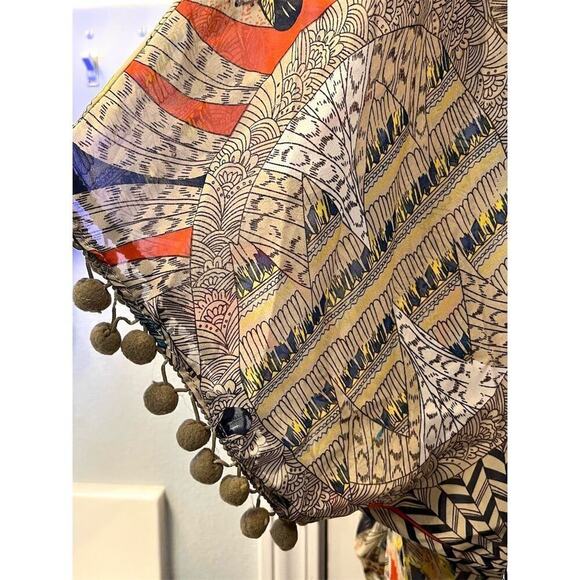 Umgee Women's Bohemian Kimono Jacket M Multicolor Geometric Fringe - Picture 6 of 9